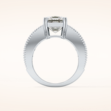 4.13 CT Emerald Shaped Pave Moissanite Engagement Ring