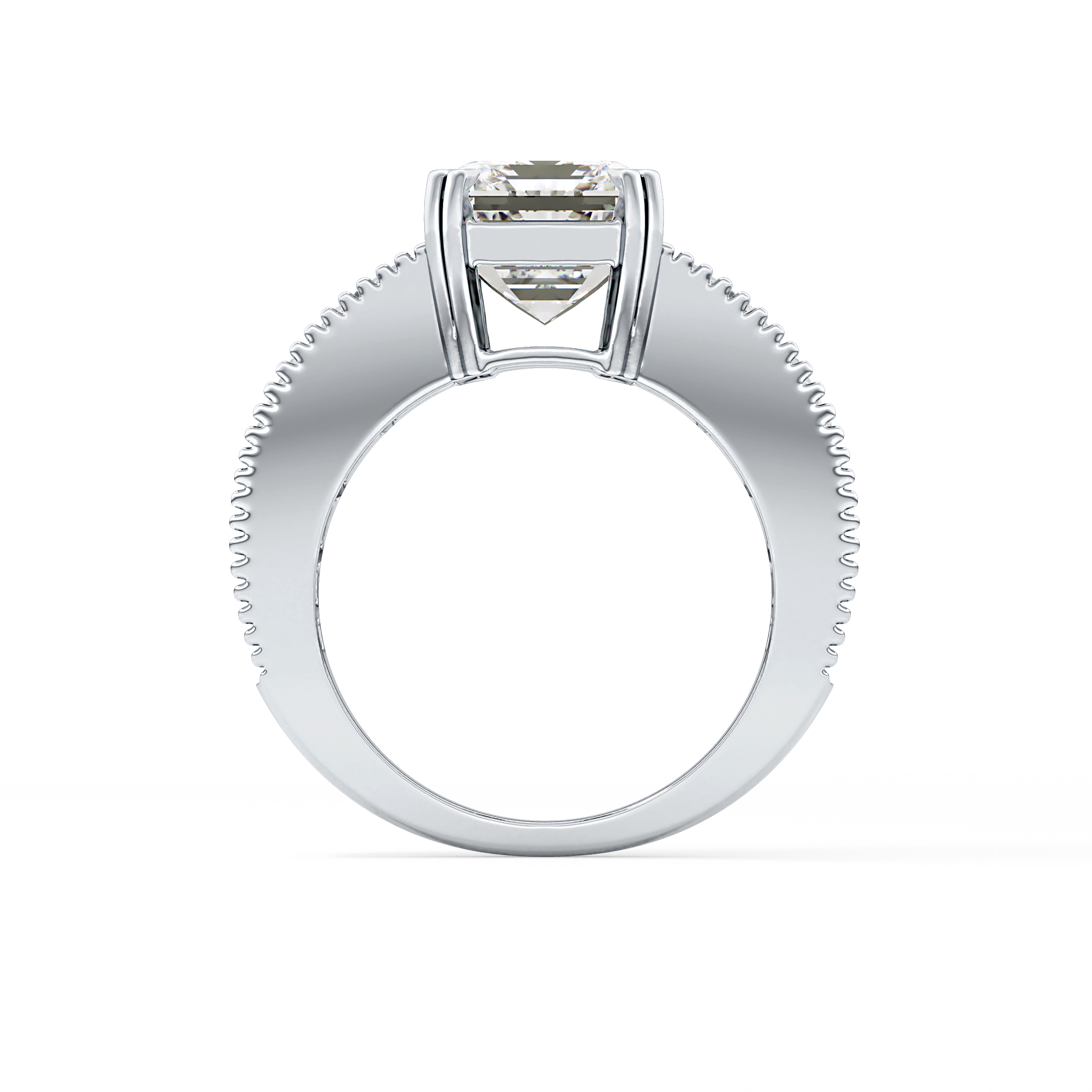 Emerald Channel Pave Lab Grown Diamond Engagement Ring
