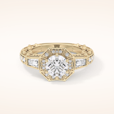 1.34 CT Round Shaped Double Halo & Pave Moissanite Engagement Ring