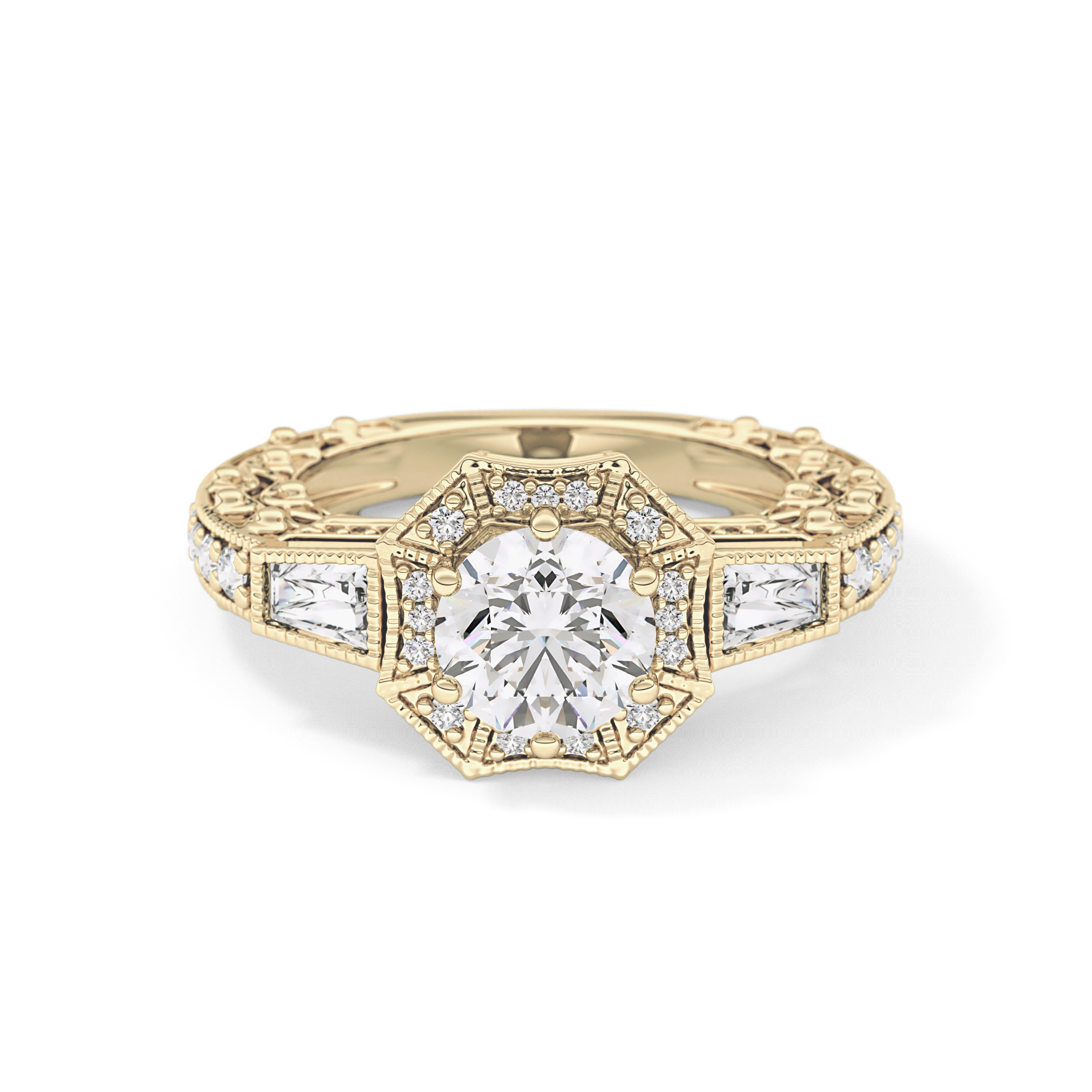 Round Cluster Lab Grown Diamond Engagement Ring