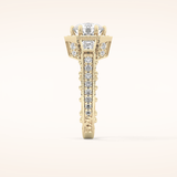 1.34 CT Round Shaped Double Halo & Pave Moissanite Engagement Ring