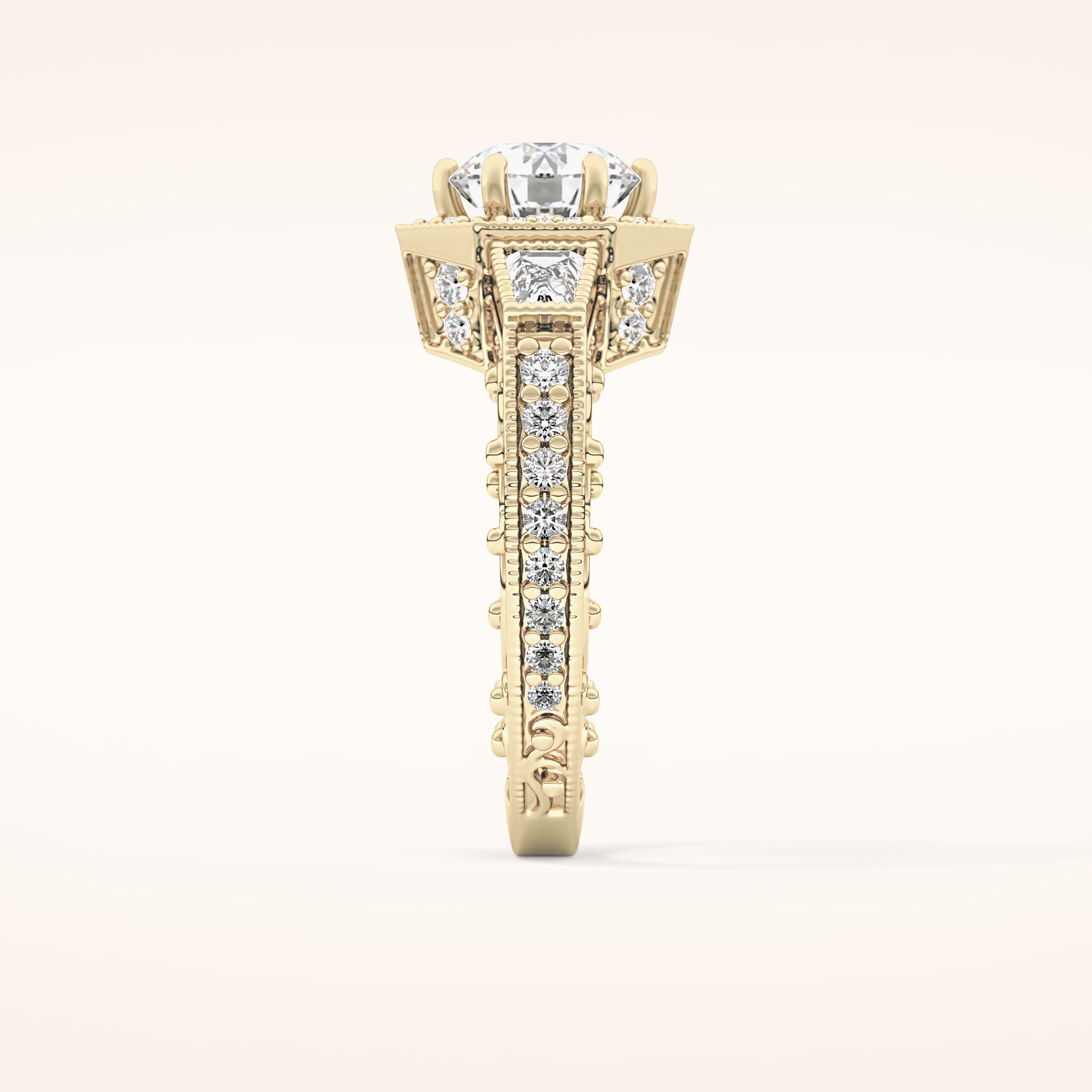 1.34 CT Round Shaped Double Halo & Pave Moissanite Engagement Ring