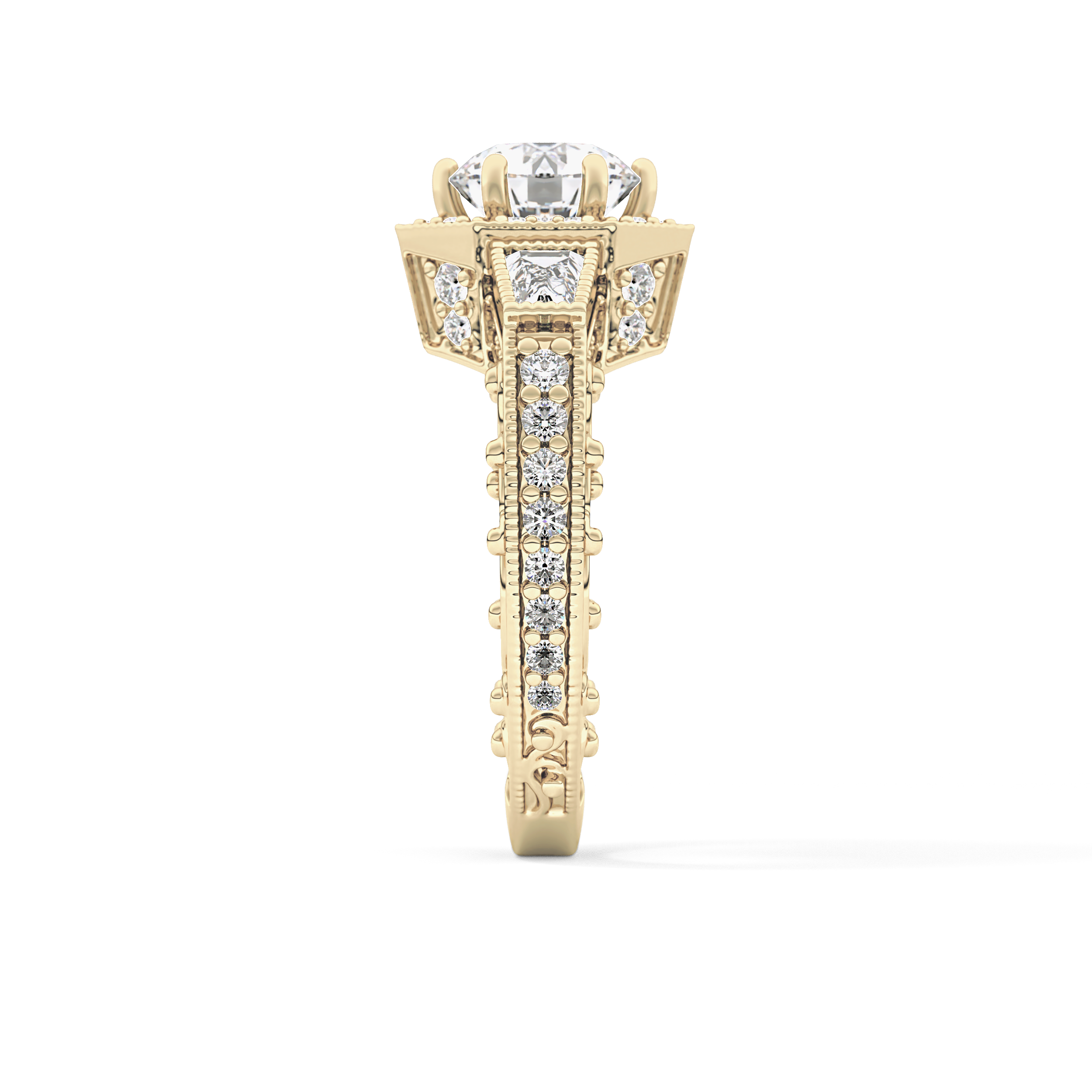 Round Cluster Lab Grown Diamond Engagement Ring