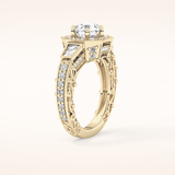 1.34 CT Round Shaped Double Halo & Pave Moissanite Engagement Ring