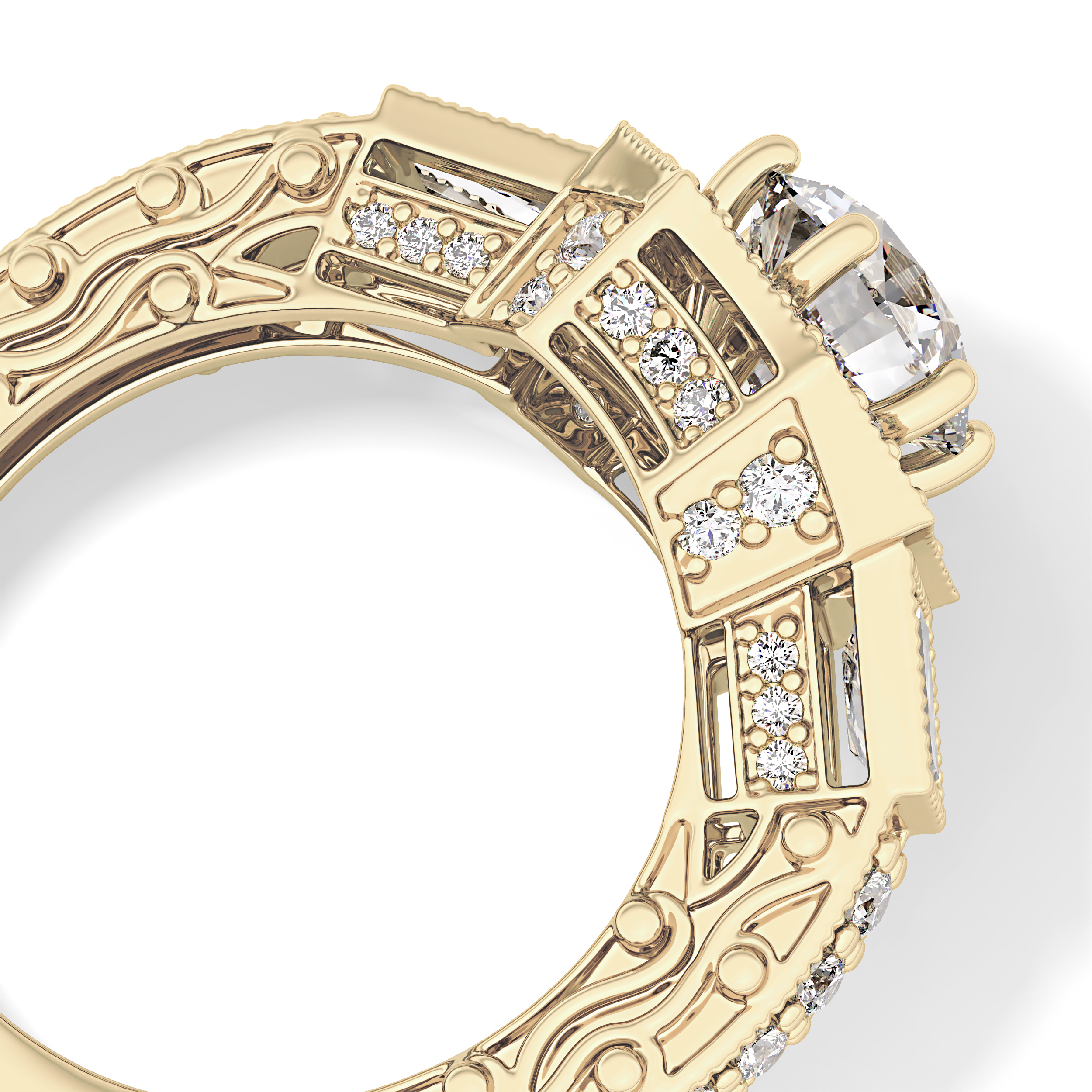Round Cluster Lab Grown Diamond Engagement Ring