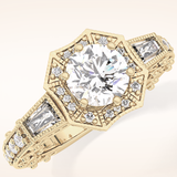 1.34 CT Round Shaped Double Halo & Pave Moissanite Engagement Ring