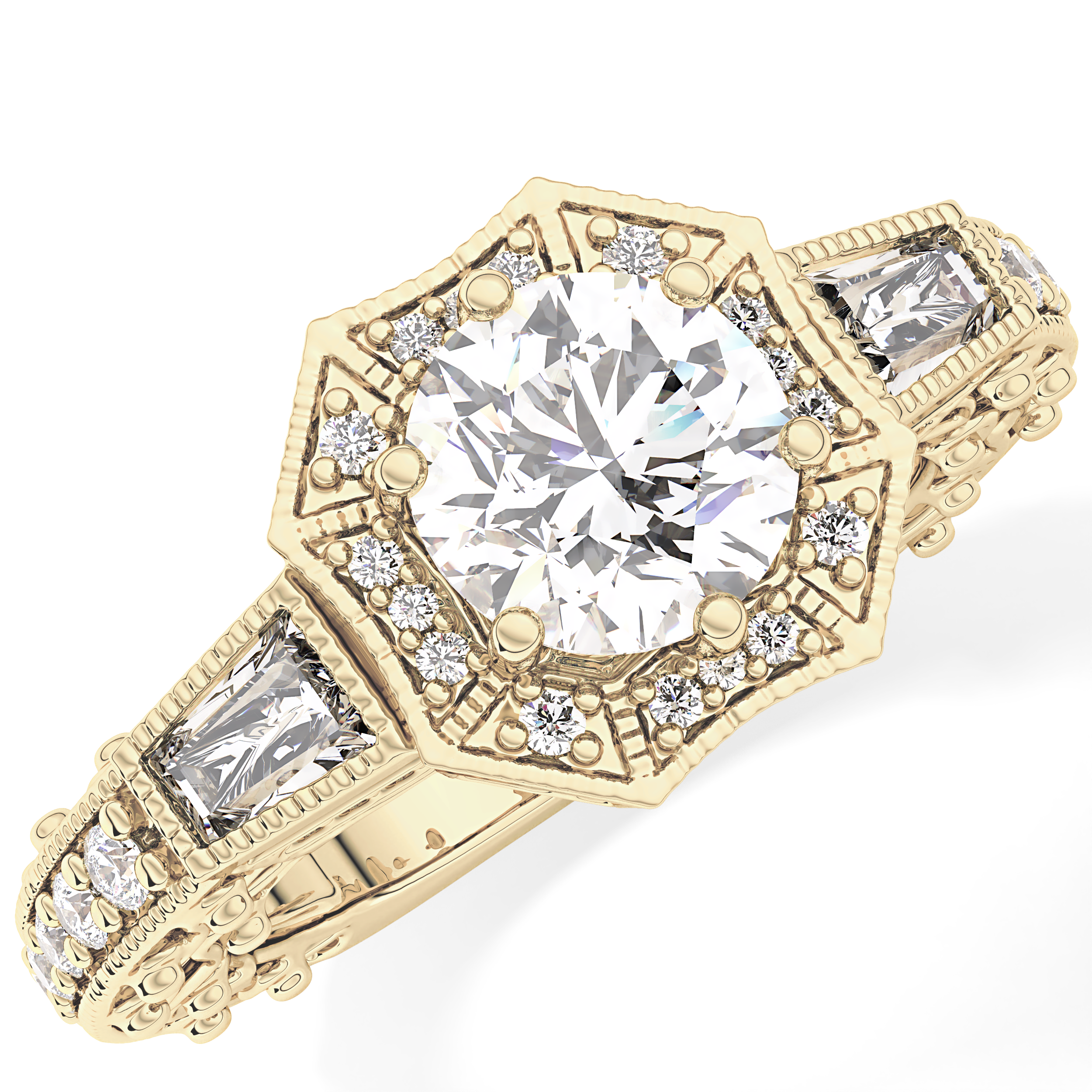 Round Cluster Lab Grown Diamond Engagement Ring