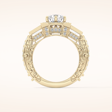 1.34 CT Round Shaped Double Halo & Pave Moissanite Engagement Ring