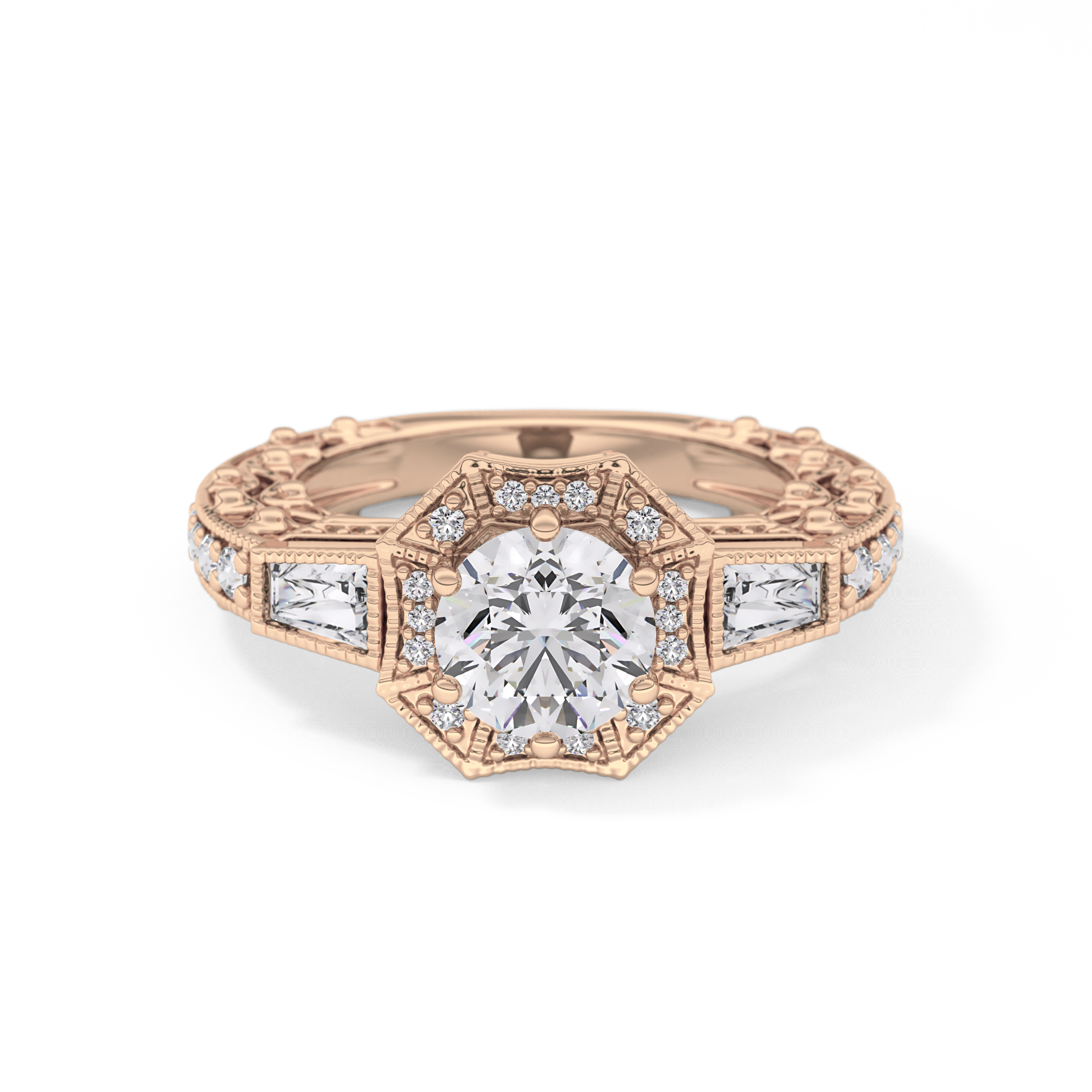Round Cluster Lab Grown Diamond Engagement Ring