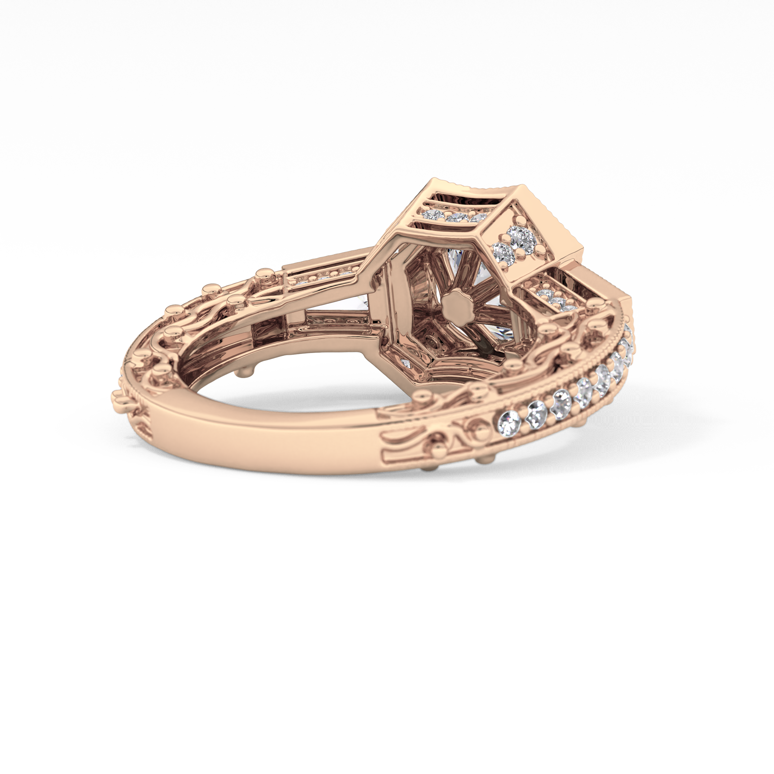 Round Cluster Lab Grown Diamond Engagement Ring
