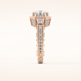 1.34 CT Round Shaped Double Halo & Pave Moissanite Engagement Ring
