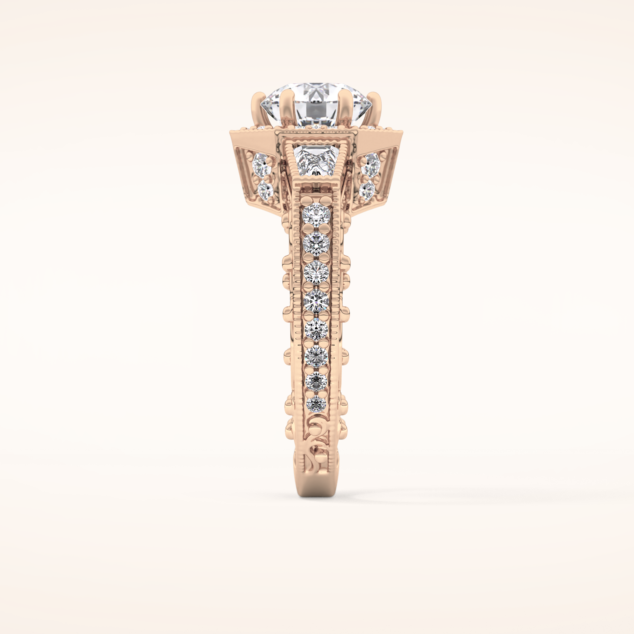 1.34 CT Round Shaped Double Halo & Pave Moissanite Engagement Ring