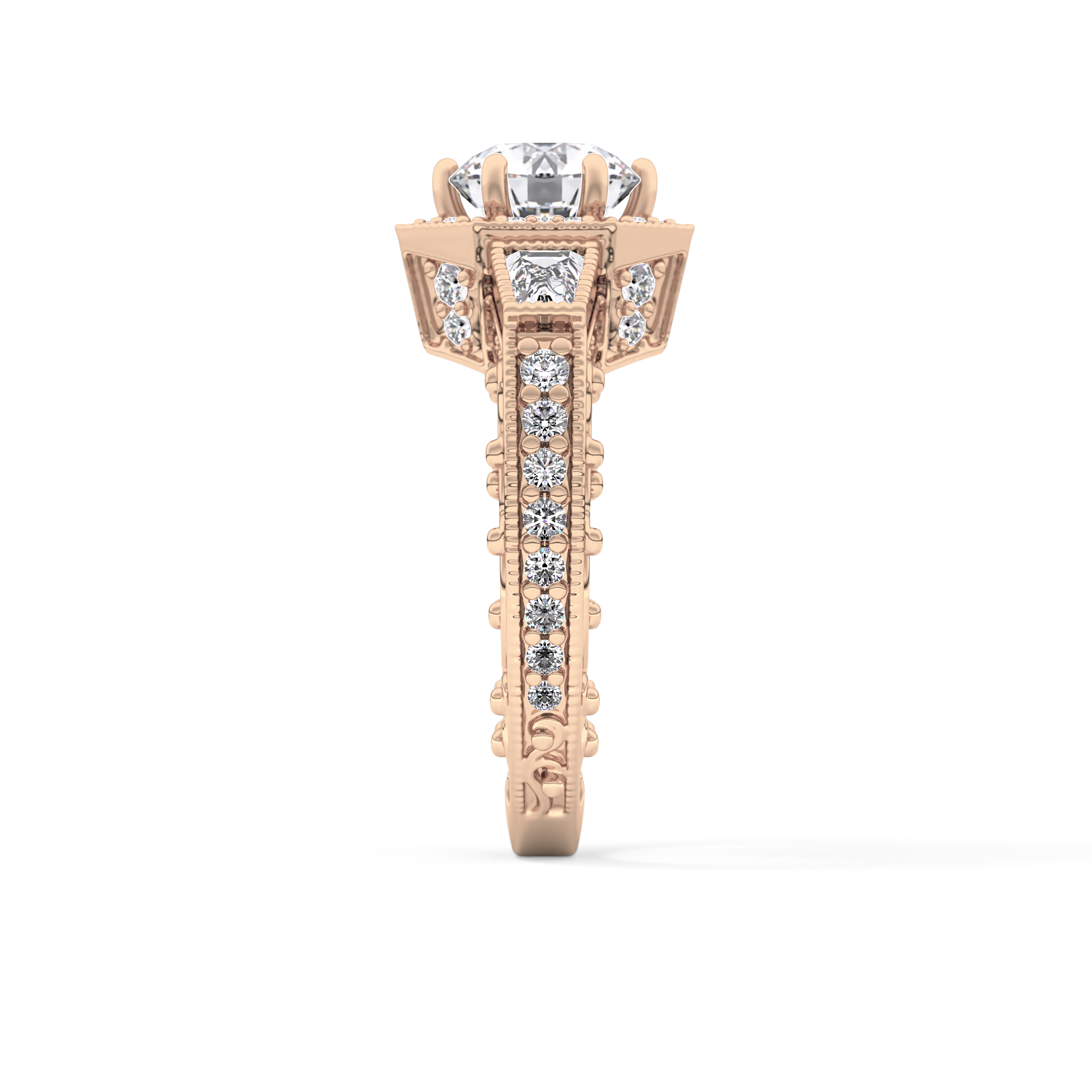 Round Cluster Lab Grown Diamond Engagement Ring