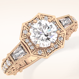 1.34 CT Round Shaped Double Halo & Pave Moissanite Engagement Ring