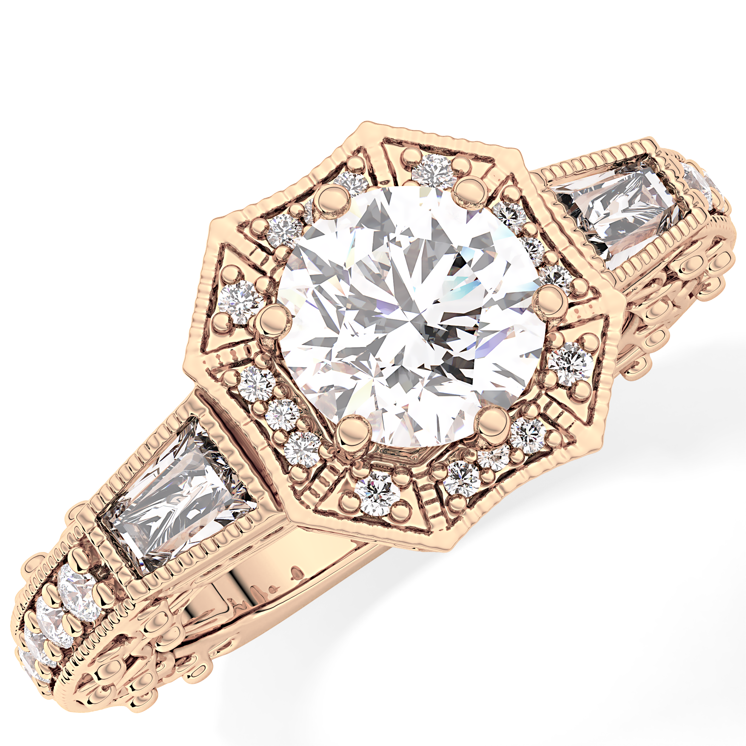 Round Cluster Lab Grown Diamond Engagement Ring