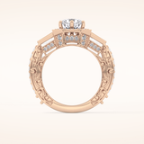 1.34 CT Round Shaped Double Halo & Pave Moissanite Engagement Ring