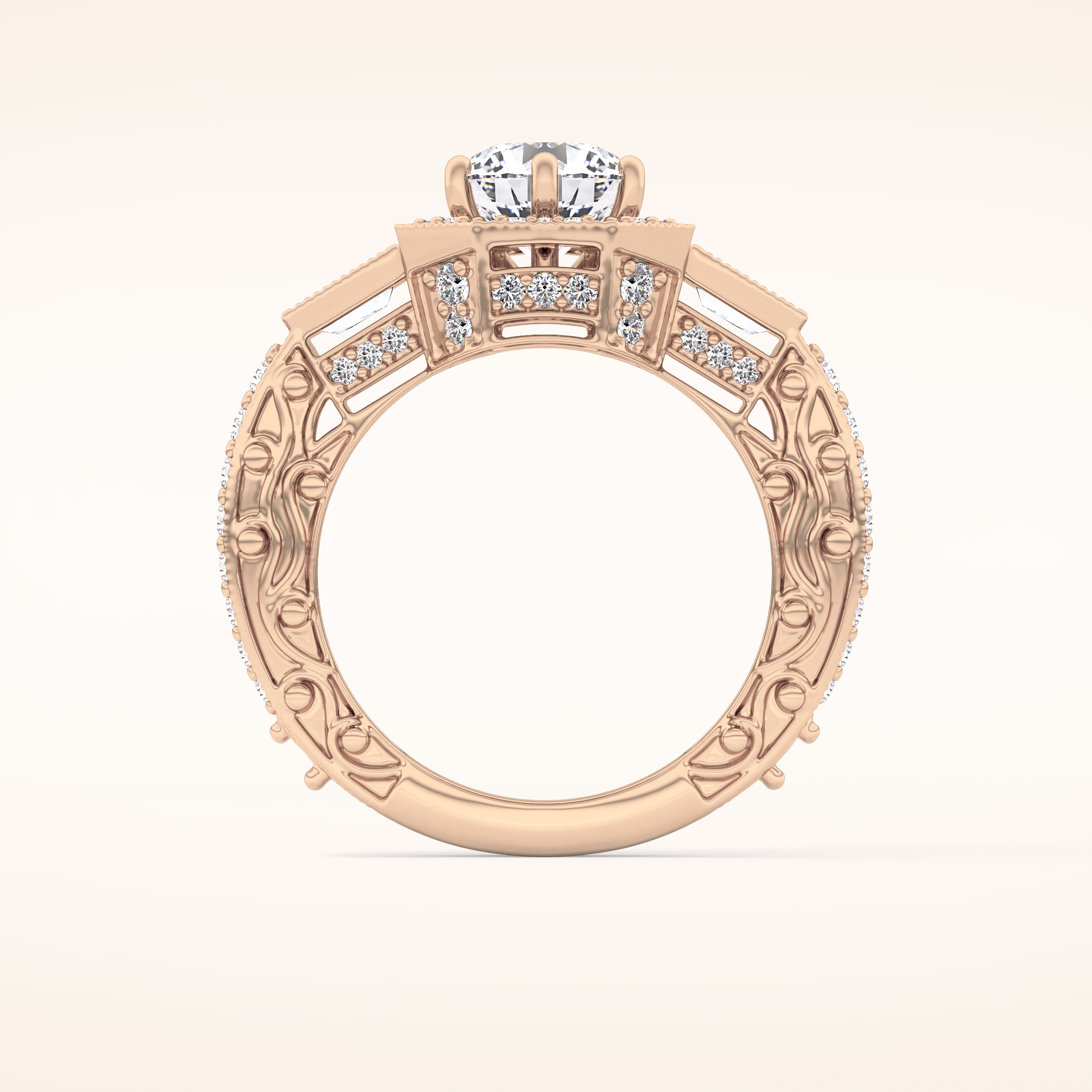 1.34 CT Round Shaped Double Halo & Pave Moissanite Engagement Ring