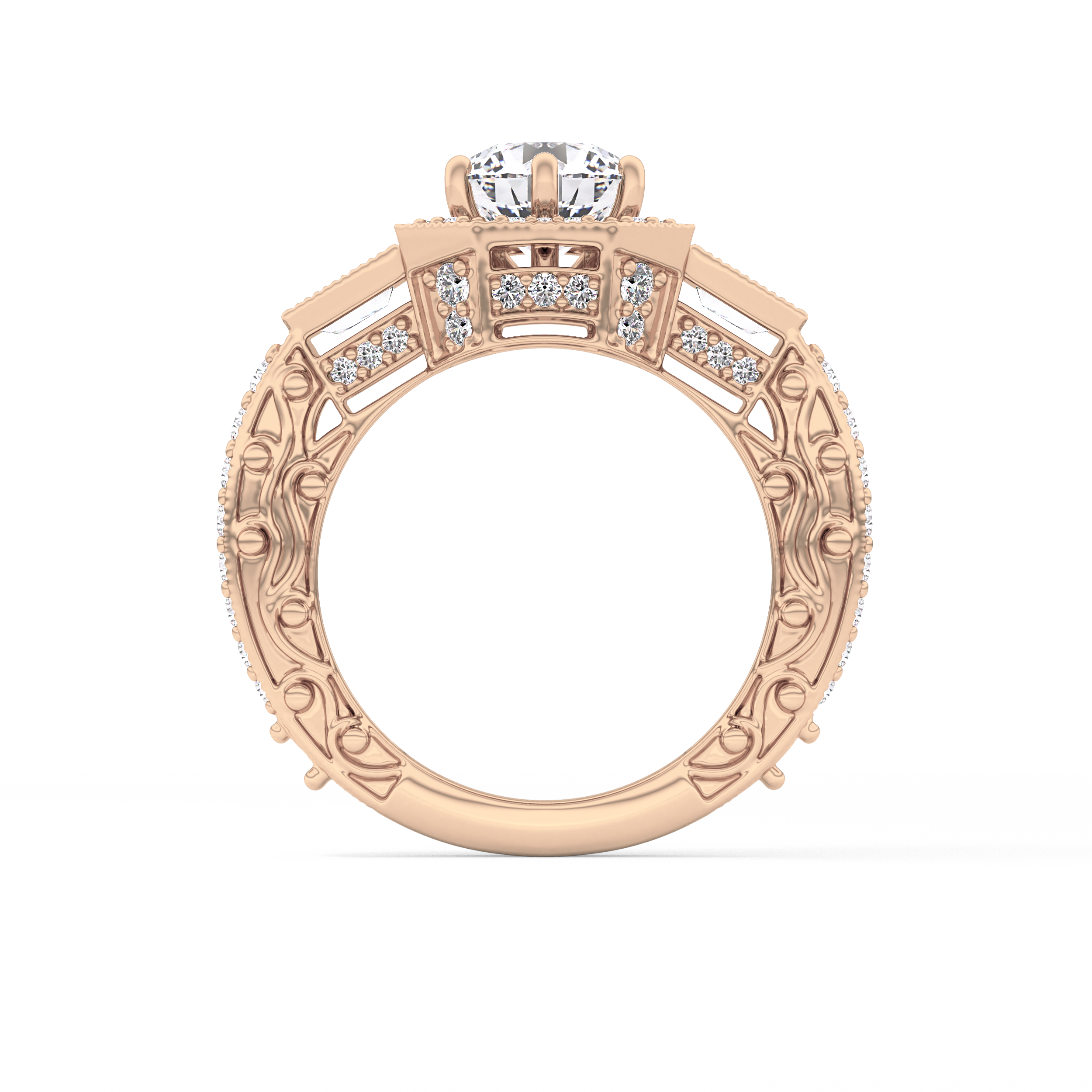 Round Cluster Lab Grown Diamond Engagement Ring