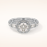 1.34 CT Round Shaped Double Halo & Pave Moissanite Engagement Ring