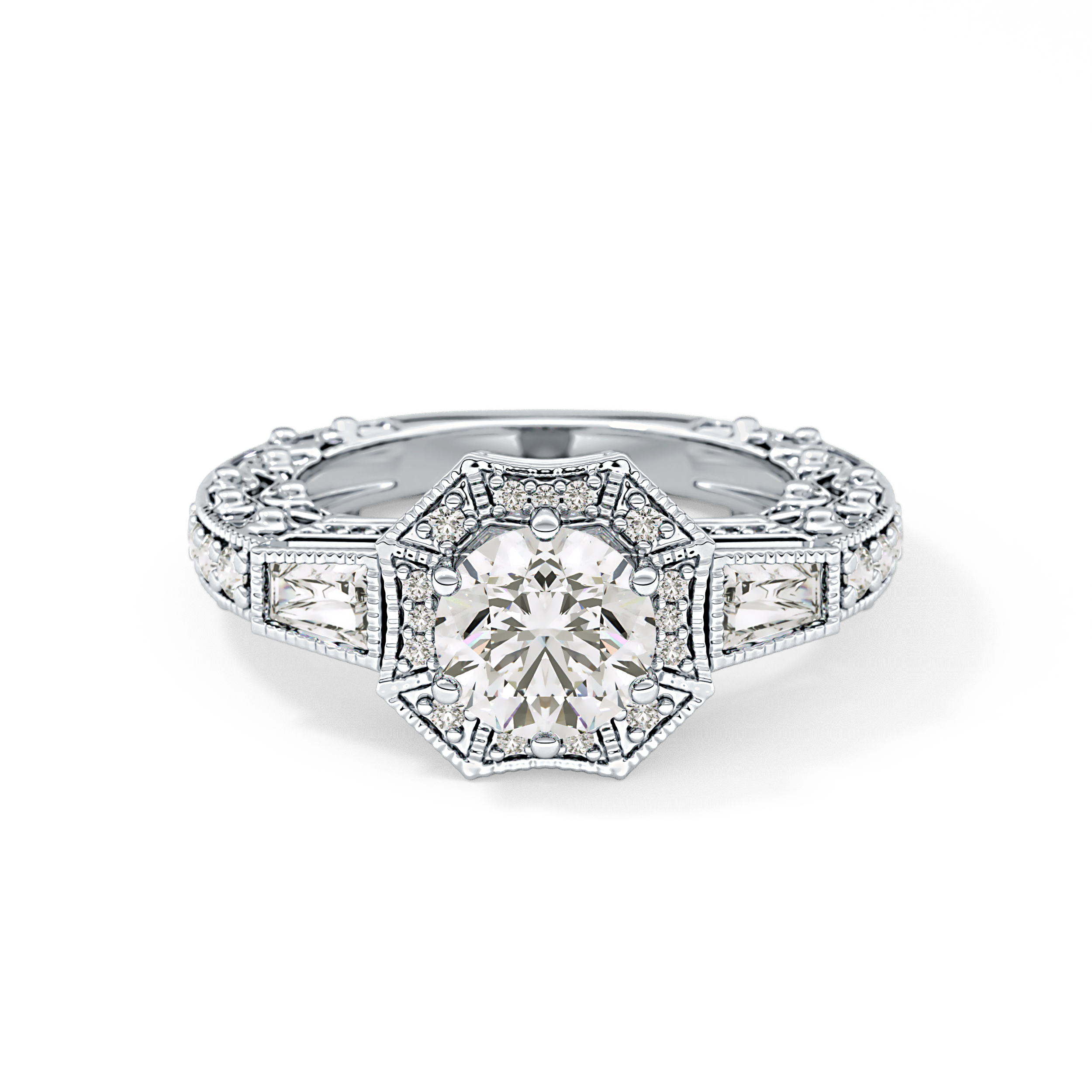 Round Cluster Lab Grown Diamond Engagement Ring