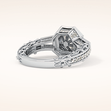 1.34 CT Round Shaped Double Halo & Pave Moissanite Engagement Ring