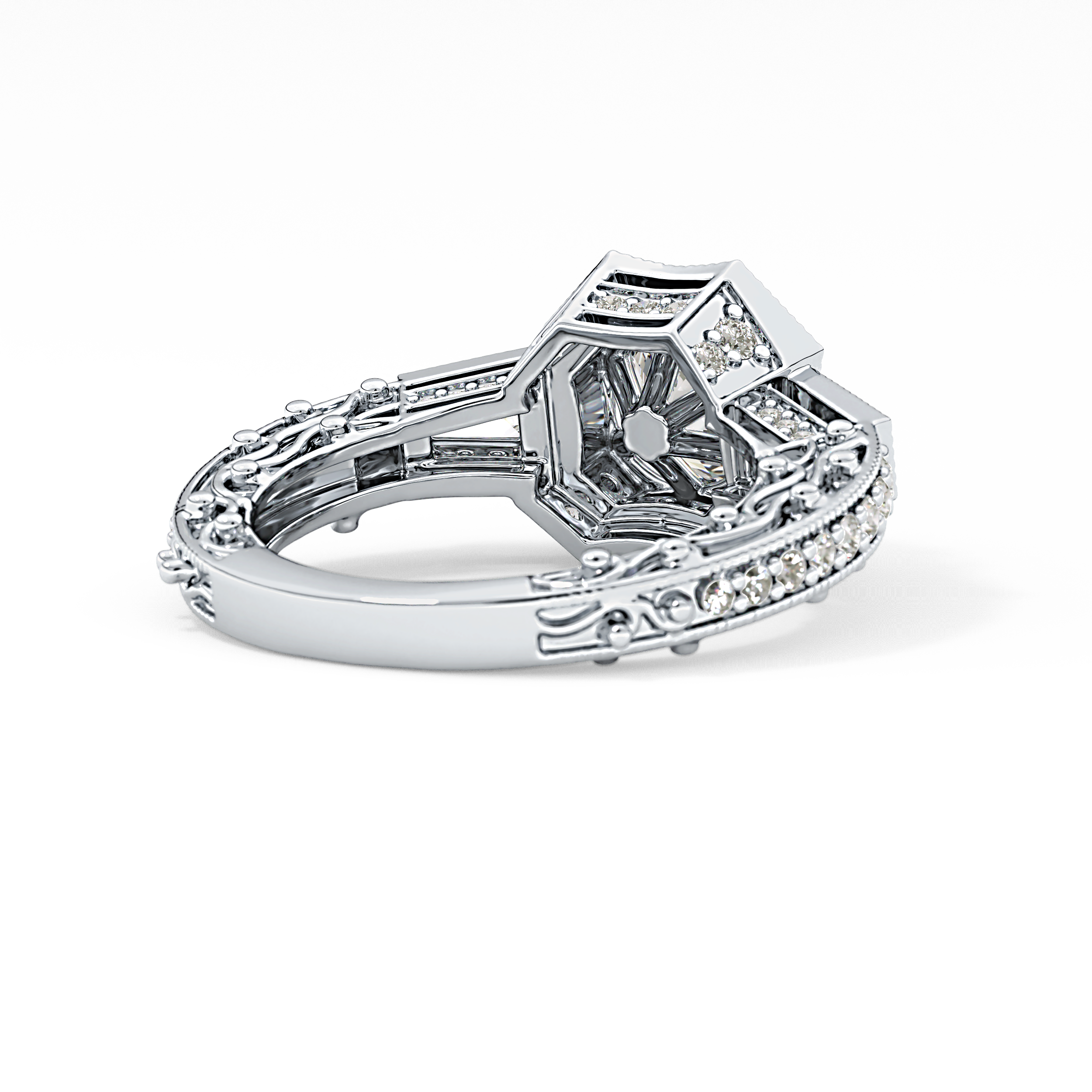 Round Cluster Lab Grown Diamond Engagement Ring