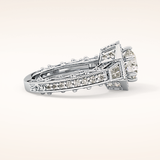 1.34 CT Round Shaped Double Halo & Pave Moissanite Engagement Ring
