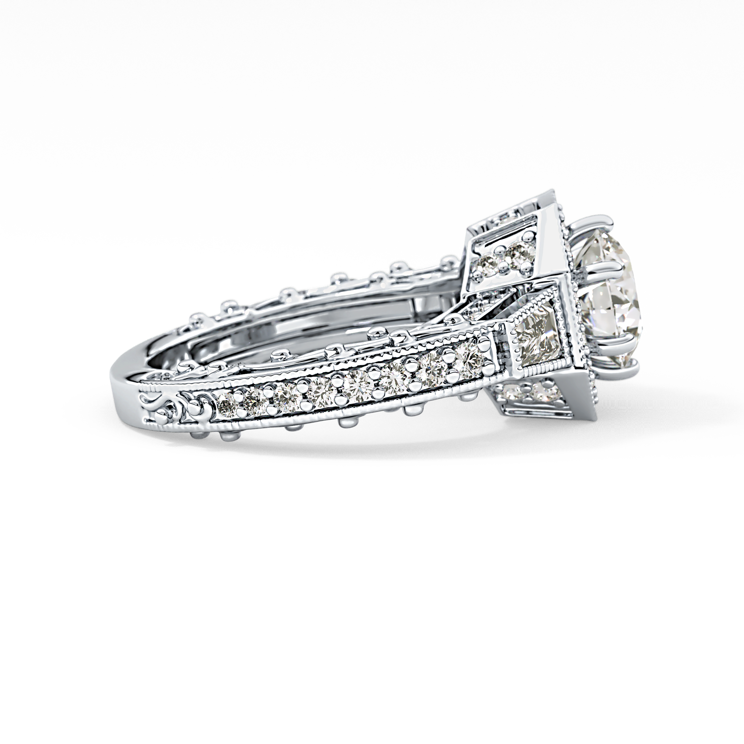 Round Cluster Lab Grown Diamond Engagement Ring