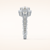 1.34 CT Round Shaped Double Halo & Pave Moissanite Engagement Ring