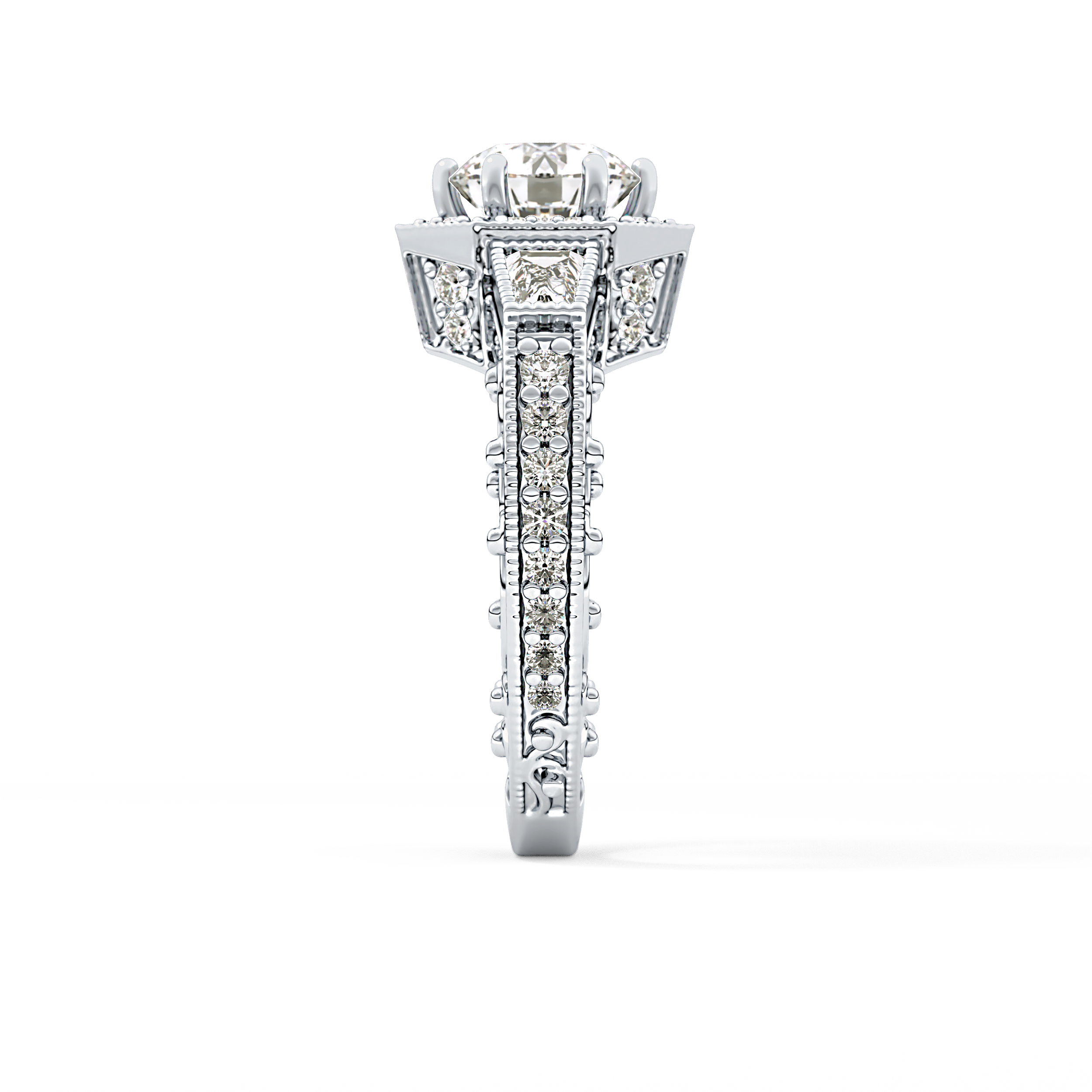 Round Cluster Lab Grown Diamond Engagement Ring
