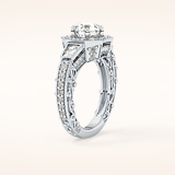 1.34 CT Round Shaped Double Halo & Pave Moissanite Engagement Ring