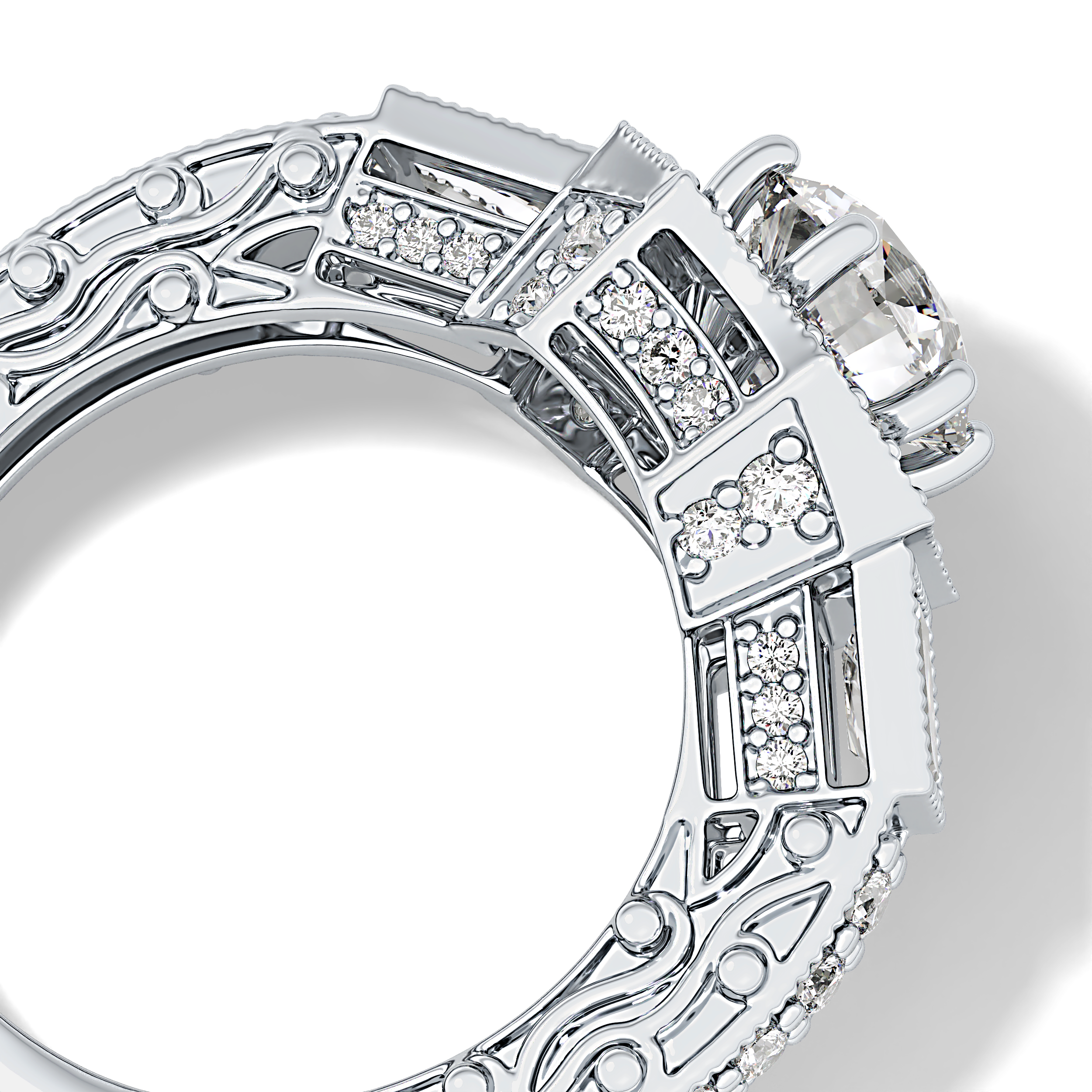 Round Cluster Lab Grown Diamond Engagement Ring