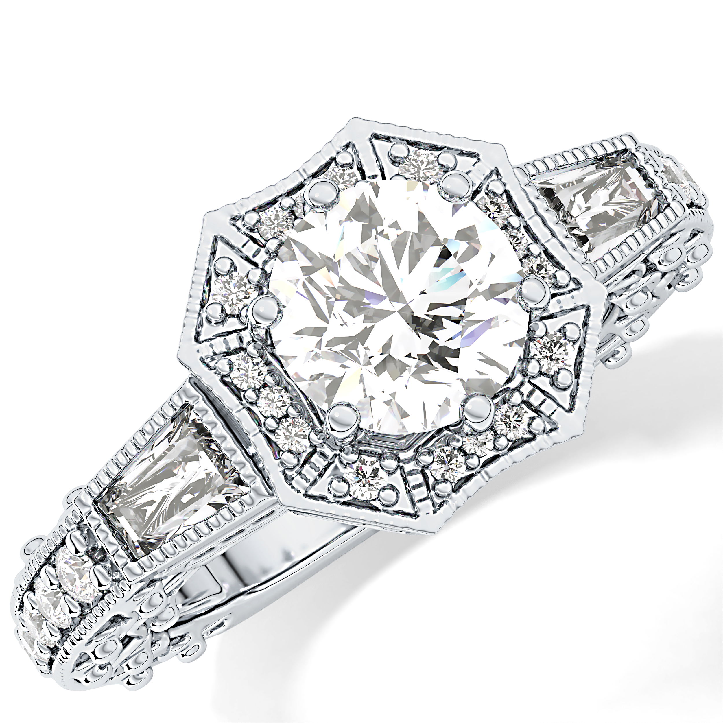 Round Cluster Lab Grown Diamond Engagement Ring