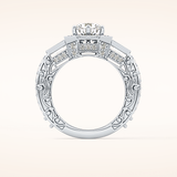1.34 CT Round Shaped Double Halo & Pave Moissanite Engagement Ring