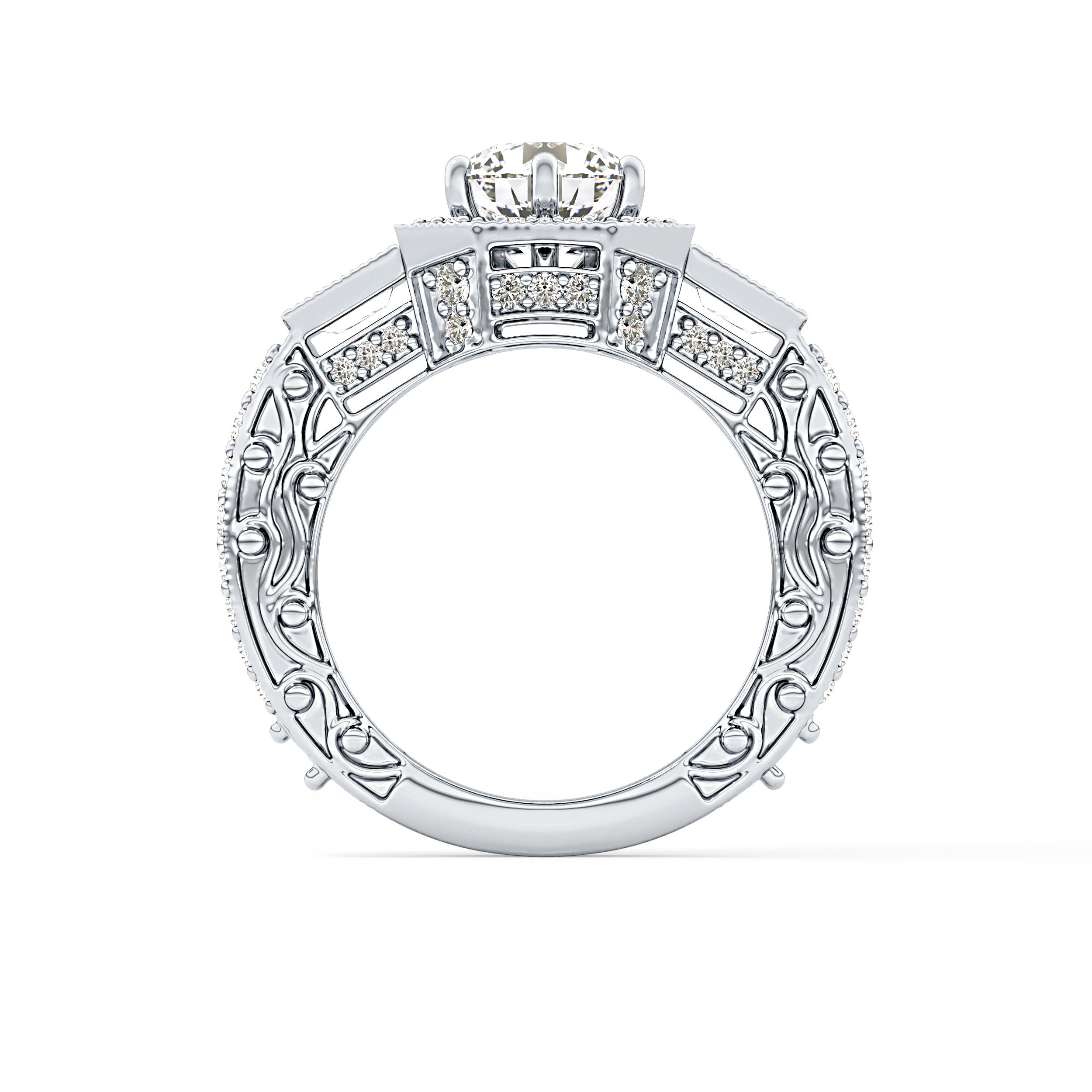 Round Cluster Lab Grown Diamond Engagement Ring