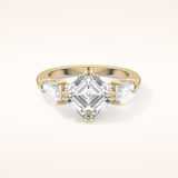 2.82 CT Asscher Shaped Three Stone Moissanite Engagement Ring 3
