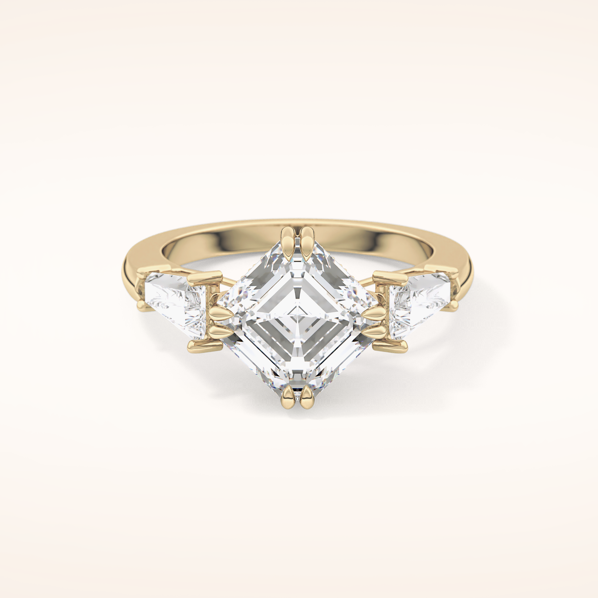 2.82 CT Asscher Shaped Three Stone Moissanite Engagement Ring 3