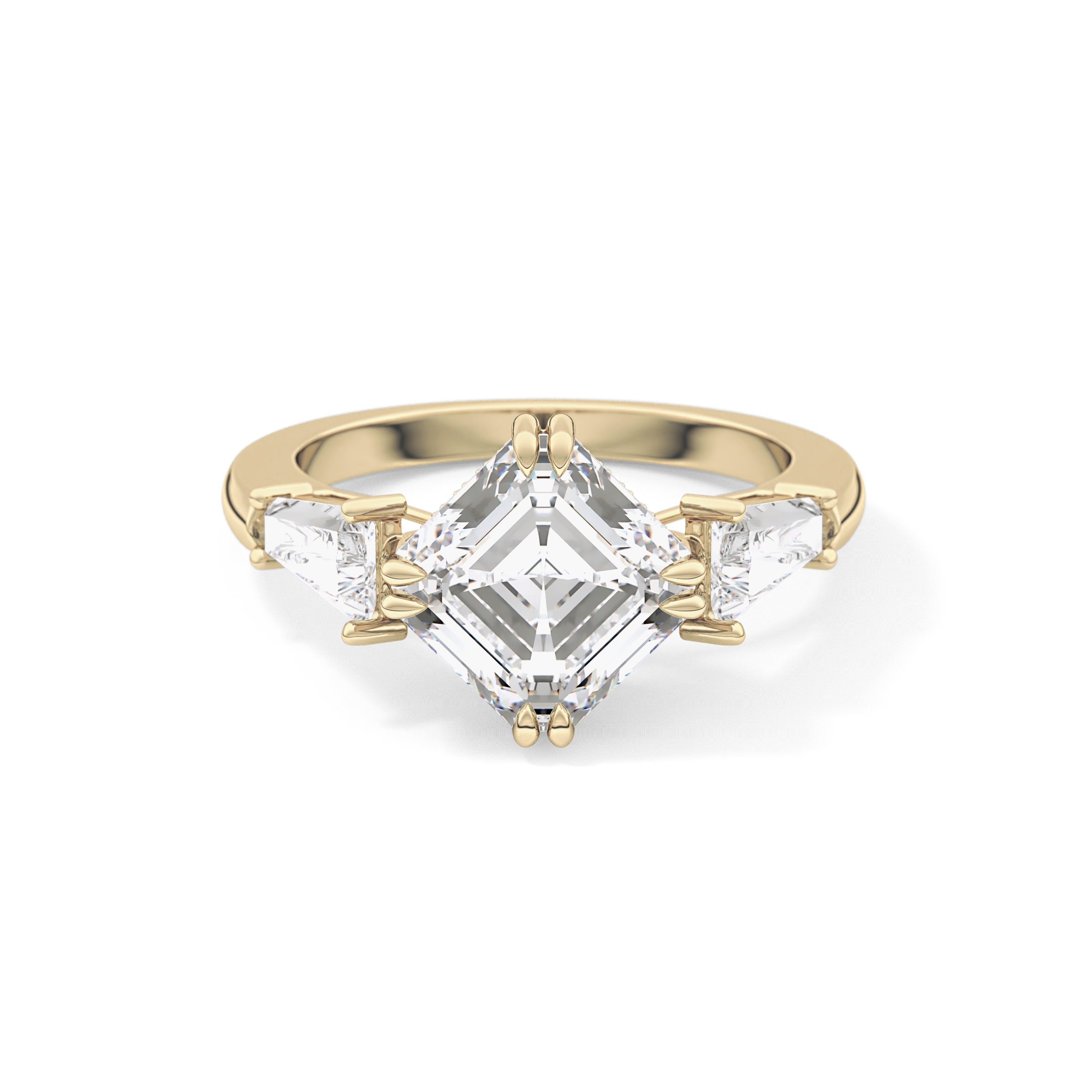 Asscher Three Stone Lab Grown Diamond Engagement Ring
