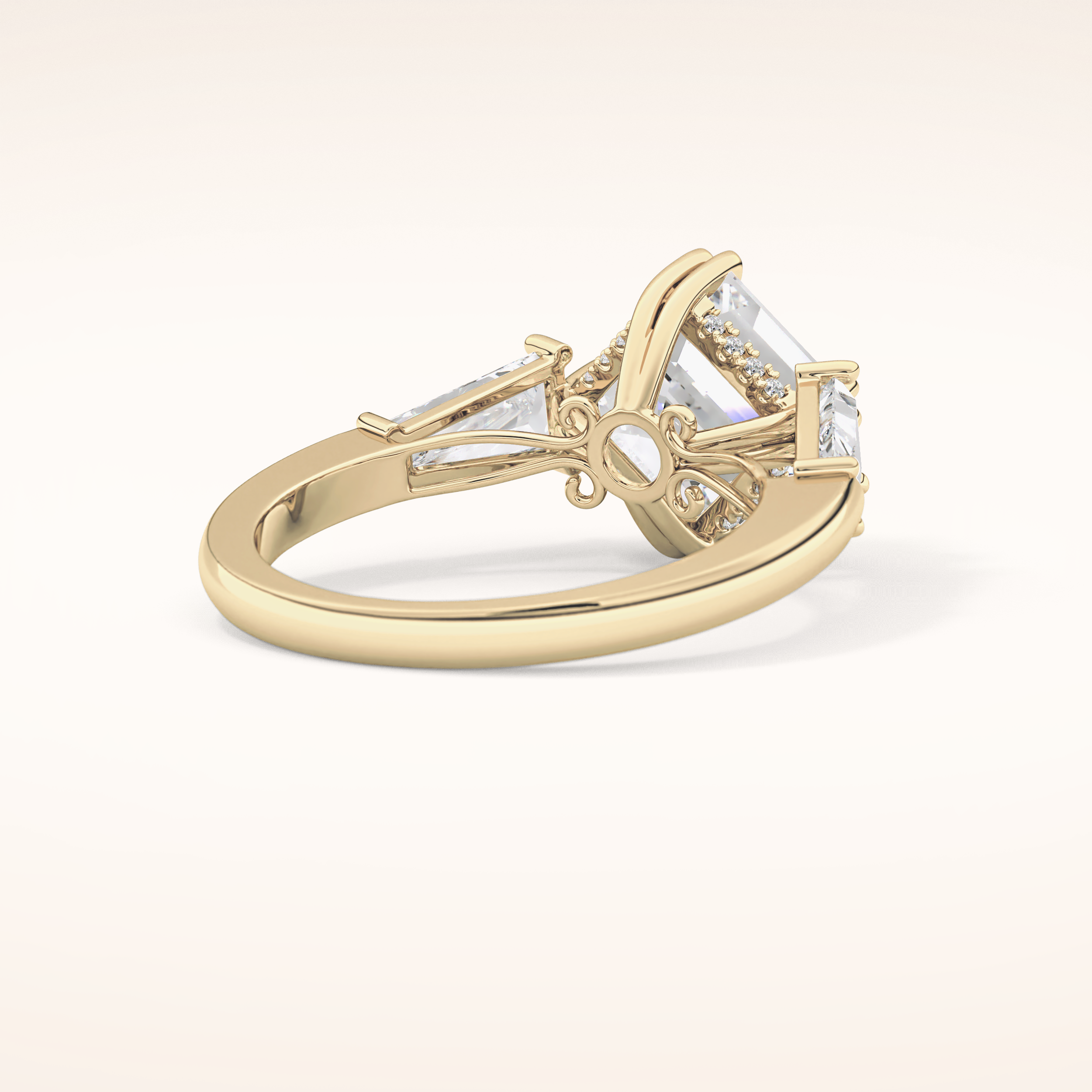 2.82 CT Asscher Shaped Three Stone Moissanite Engagement Ring 4