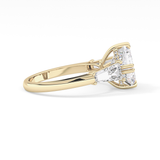 Asscher Three Stone Lab Grown Diamond Engagement Ring