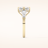 2.82 CT Asscher Shaped Three Stone Moissanite Engagement Ring 6