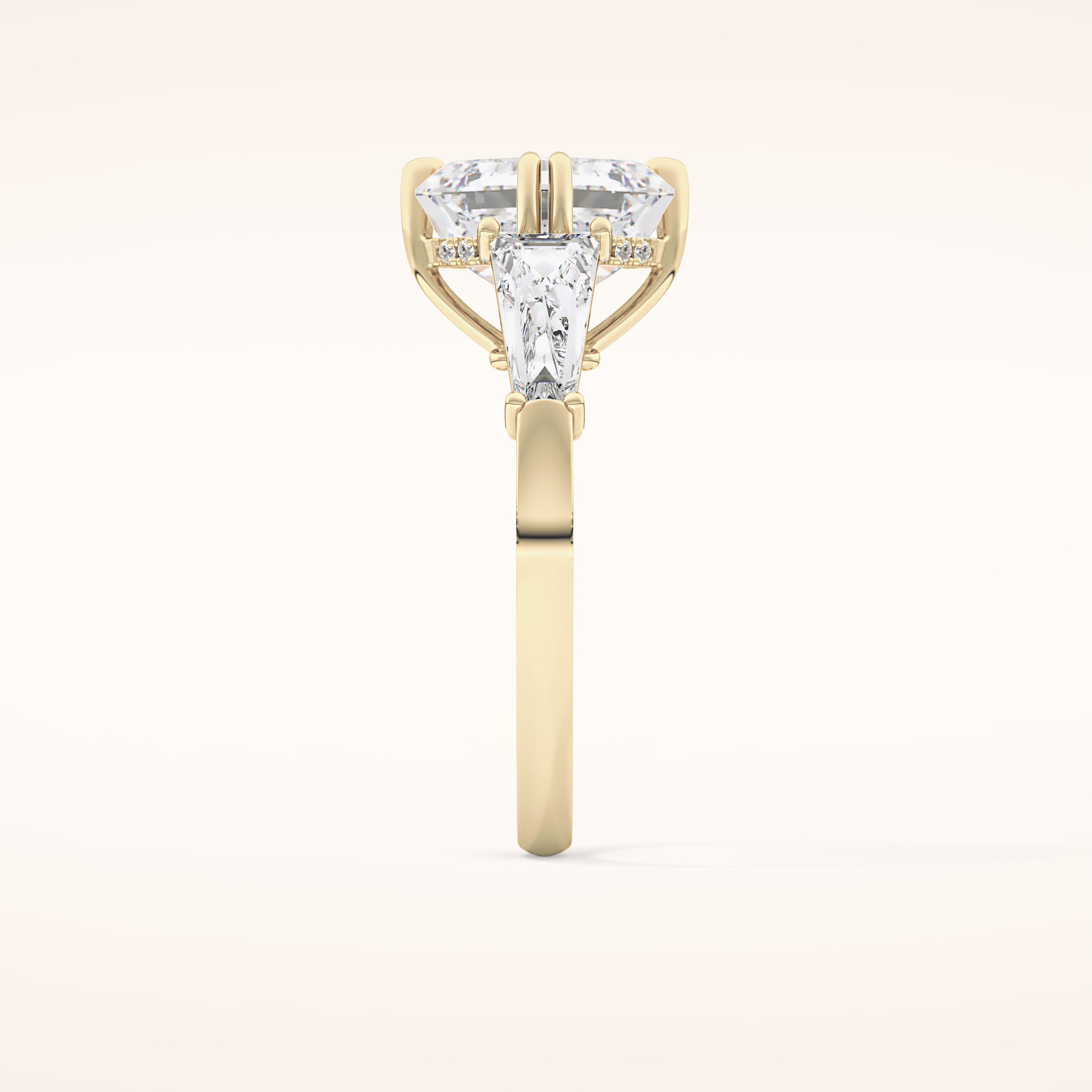 2.82 CT Asscher Shaped Three Stone Moissanite Engagement Ring 6