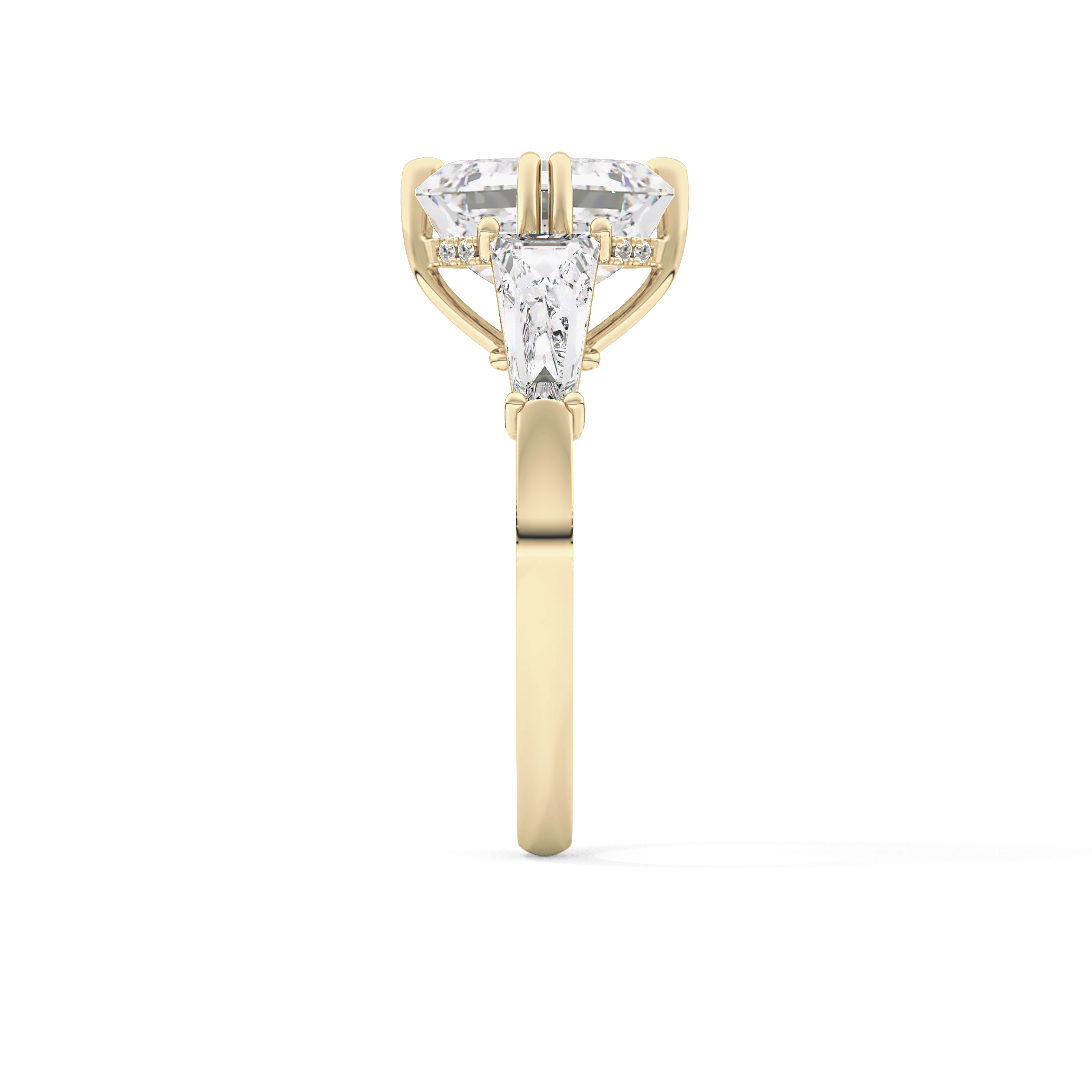 Asscher Three Stone Lab Grown Diamond Engagement Ring