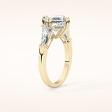 2.82 CT Asscher Shaped Three Stone Moissanite Engagement Ring 7