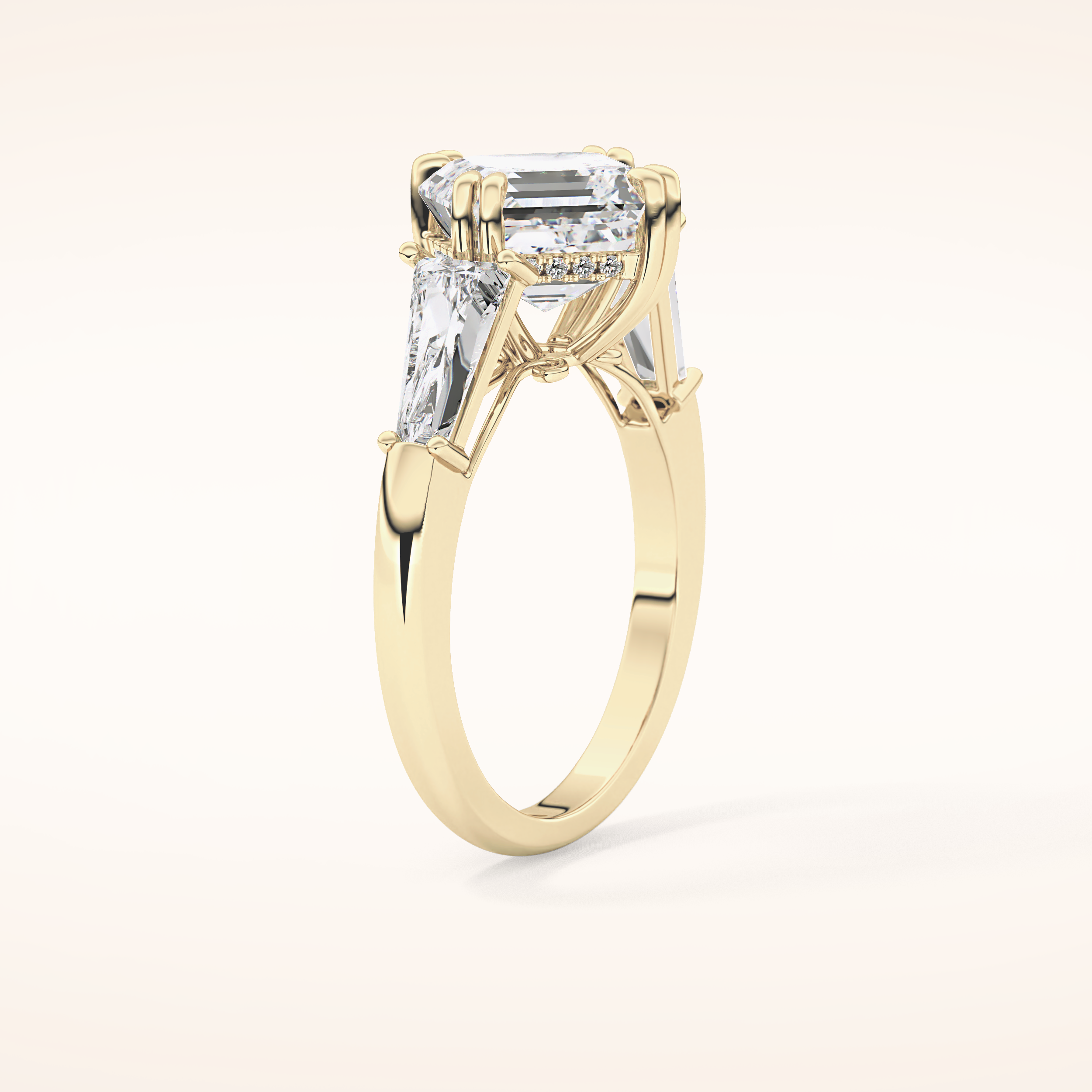2.82 CT Asscher Shaped Three Stone Moissanite Engagement Ring 7
