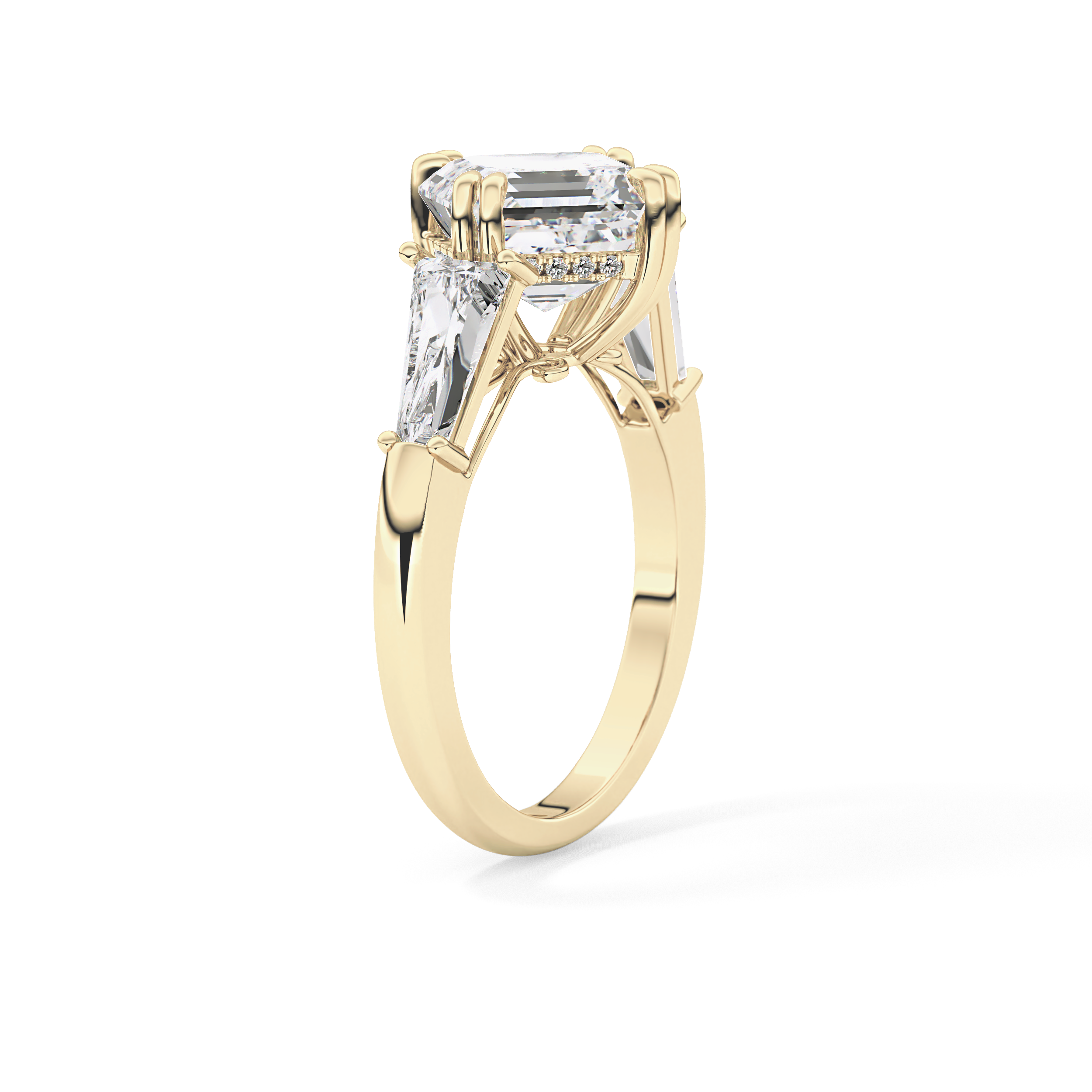 Asscher Three Stone Lab Grown Diamond Engagement Ring
