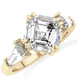 Asscher Three Stone Lab Grown Diamond Engagement Ring