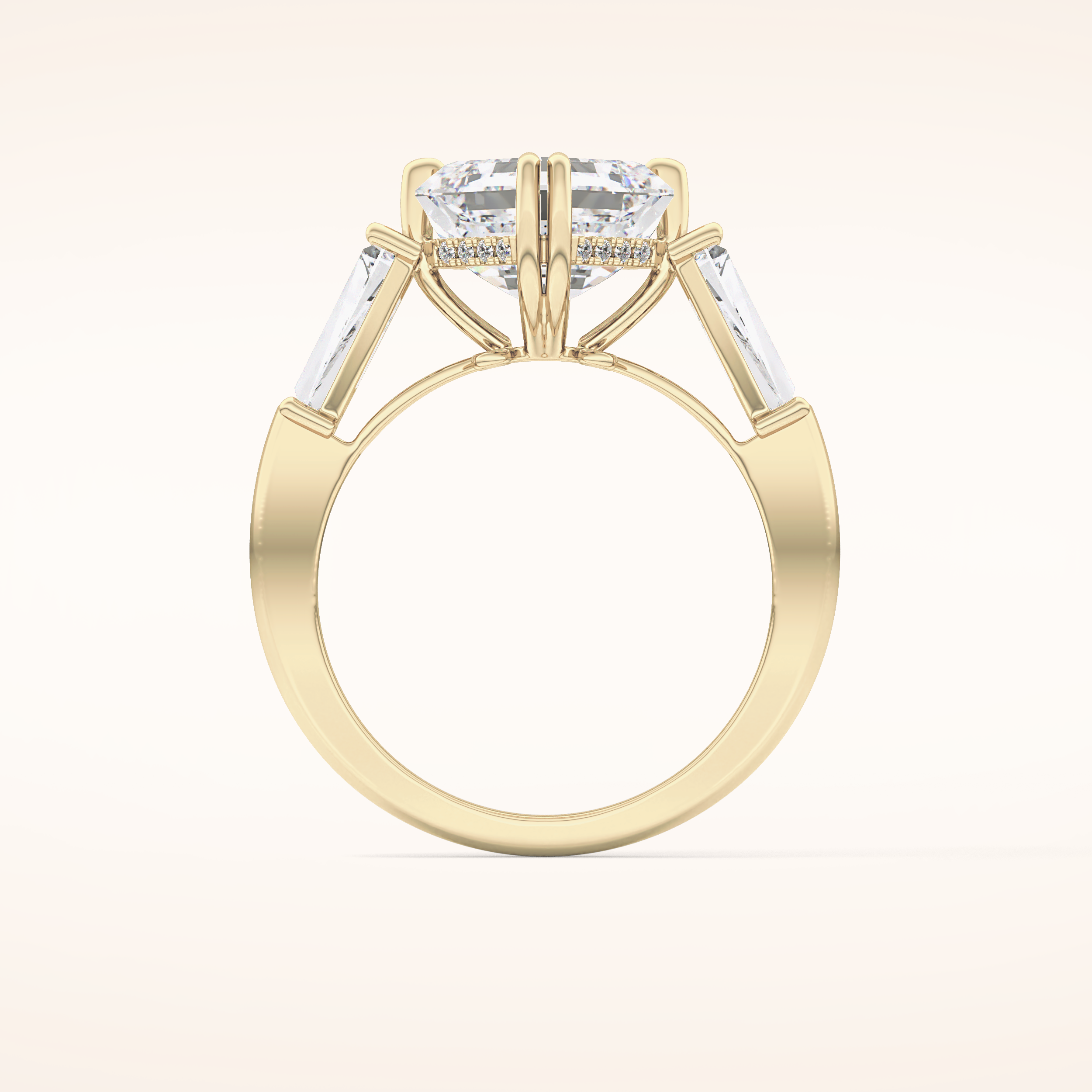 2.82 CT Asscher Shaped Three Stone Moissanite Engagement Ring 10