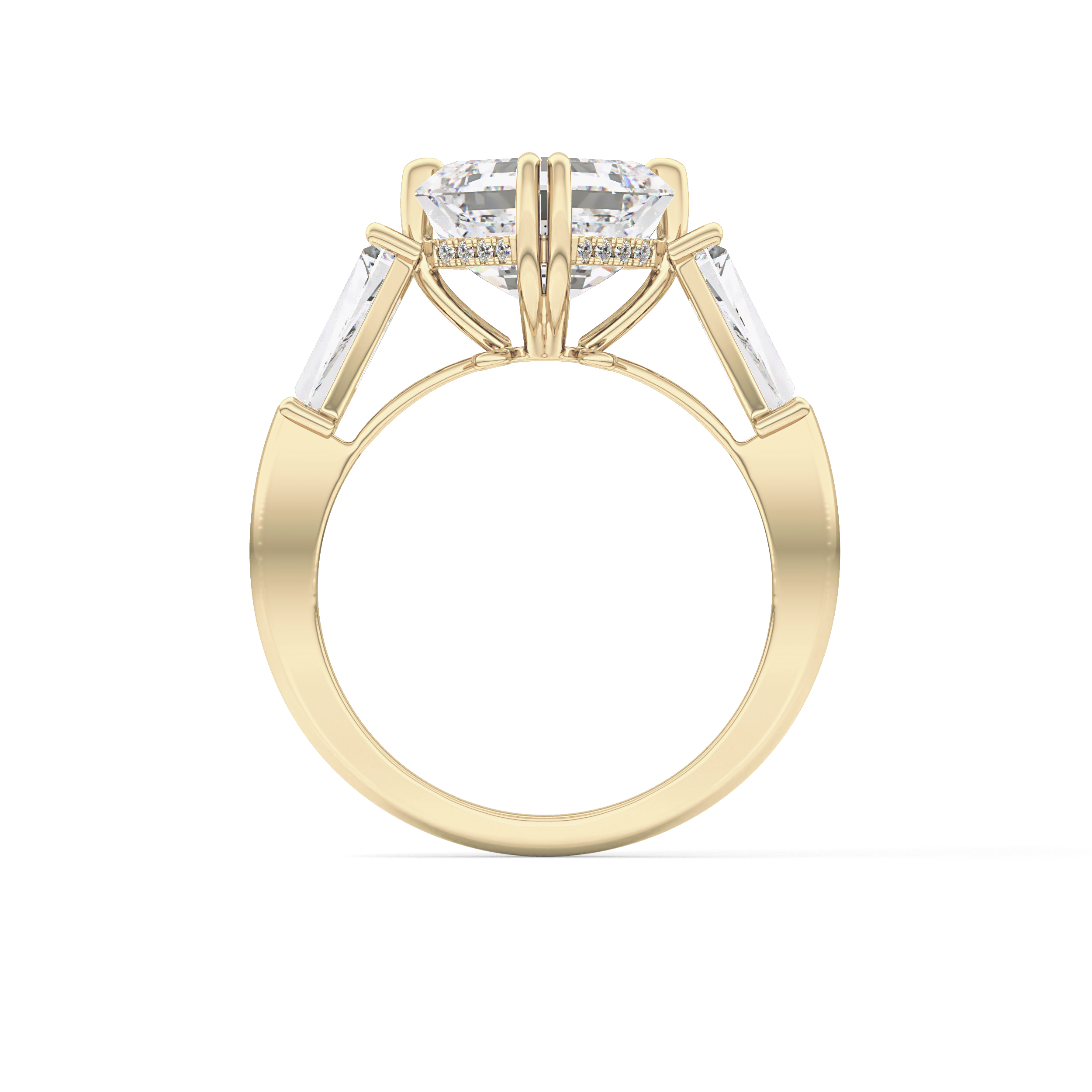 Asscher Three Stone Lab Grown Diamond Engagement Ring