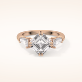 2.82 CT Asscher Shaped Three Stone Moissanite Engagement Ring 11